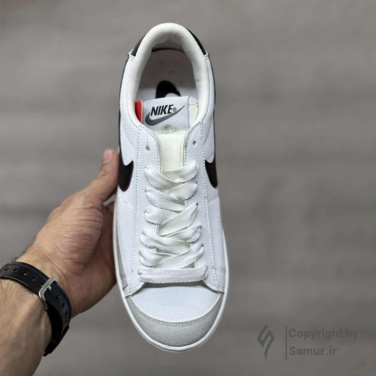 گالری تصاویر کتونی نایک بلیزر سفید مشکی ساق کوتاه